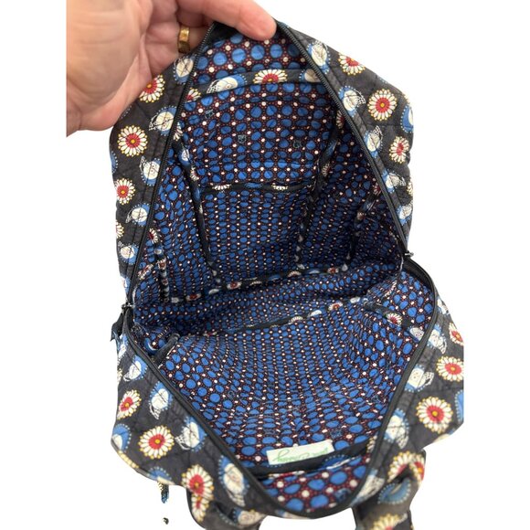 Vera Bradley blue Owl & Floral Print Quilted Backpack 16" x 14" SKU 7335 - Picture 10 of 14